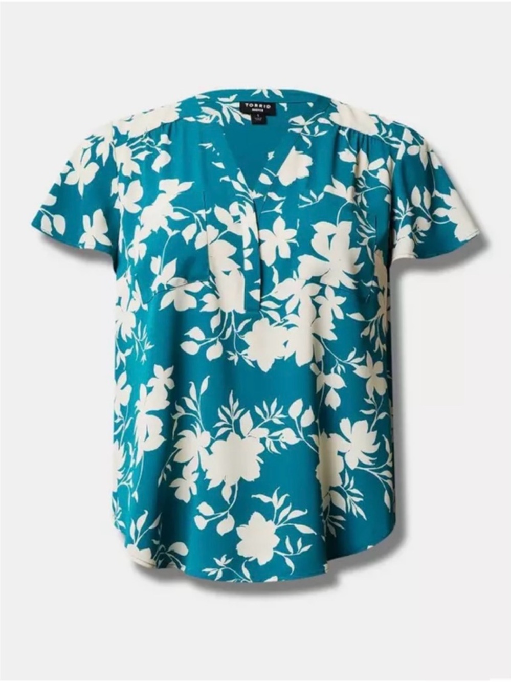 torrid Harper Studio Crepe de Chine Flutter Short Sleeve Blouse